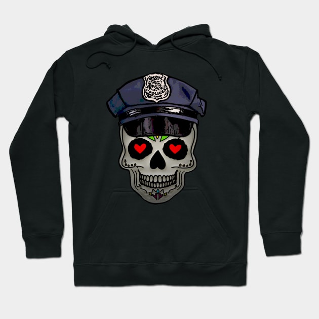 Love Skull Police Officer Hoodie by SoLunAgua